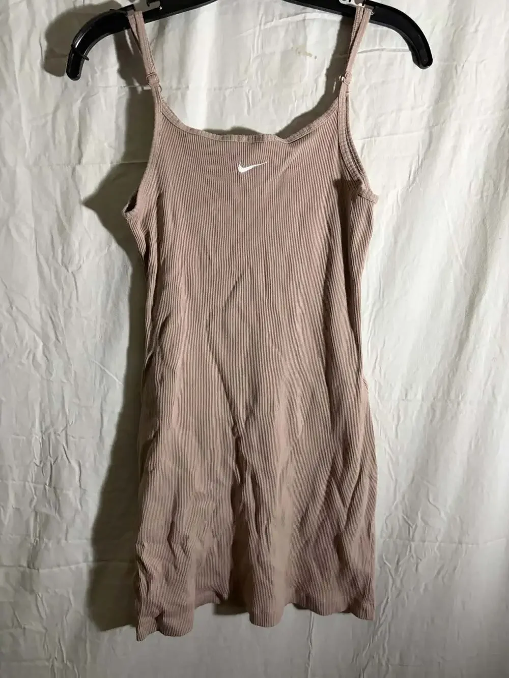 Nike Sportswear Essential Ribbed Tank Dress in Taupe